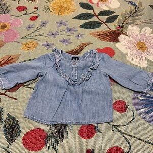 GAP Light Blue Kids Ruffle Blouse